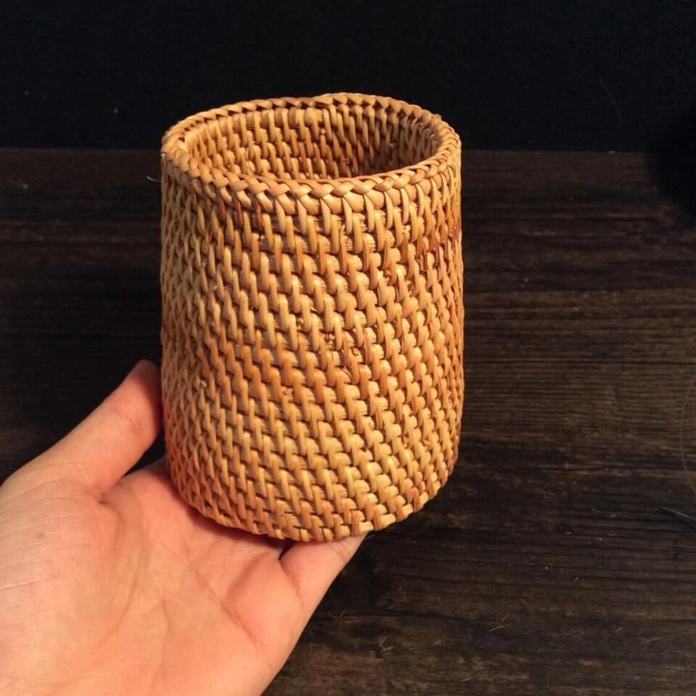 Small Hand Woven Rattan Storage Basket for Desks, view 21