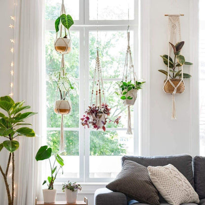 Macrame Plant Hangers, Set of 4