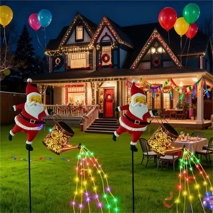 Solar Santa Watering Can Light with Cascading LEDs, view 6