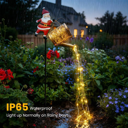 Solar Santa Watering Can Light with Cascading LEDs, view 4