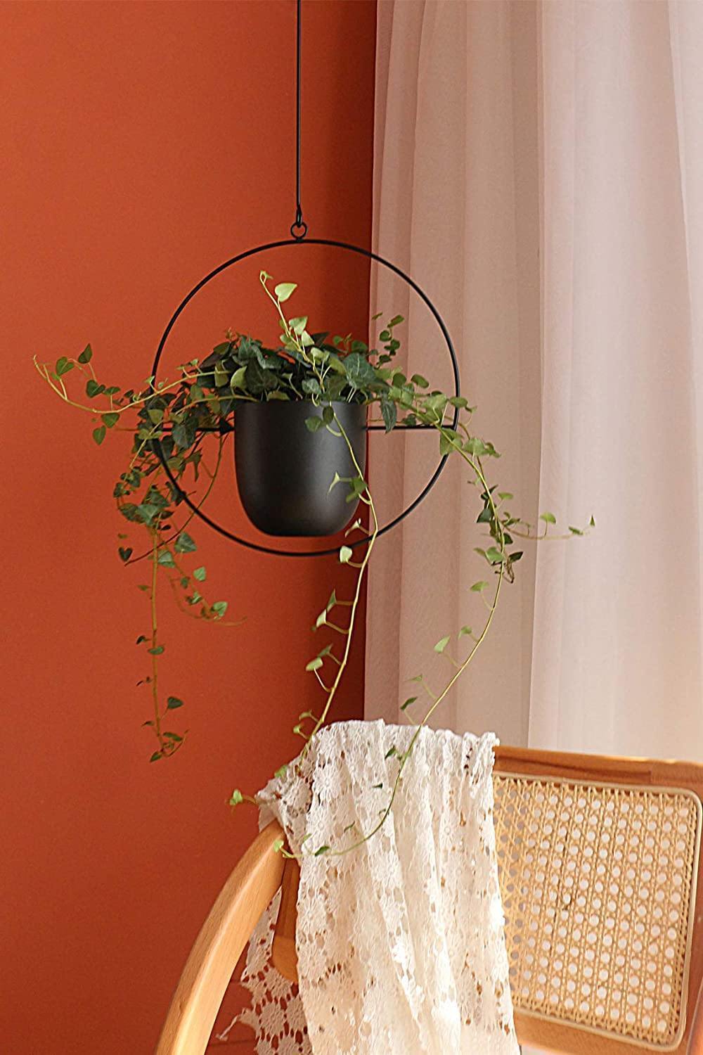 Metal Halo Hanging Planter, Round or Oblong, view 6