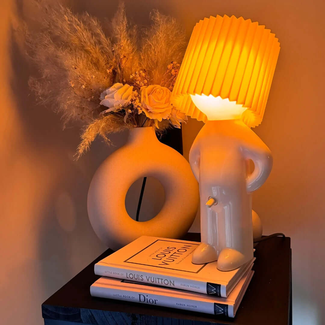 Novelty Naked Man Table Lamp with Pleated Shade