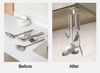 Rotating Under-Cabinet Utensil Rack with 6 Hooks, view 18
