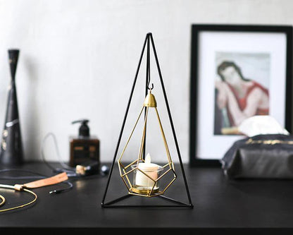 Geometric Iron Hanging Lantern for Tea Lights, view 5