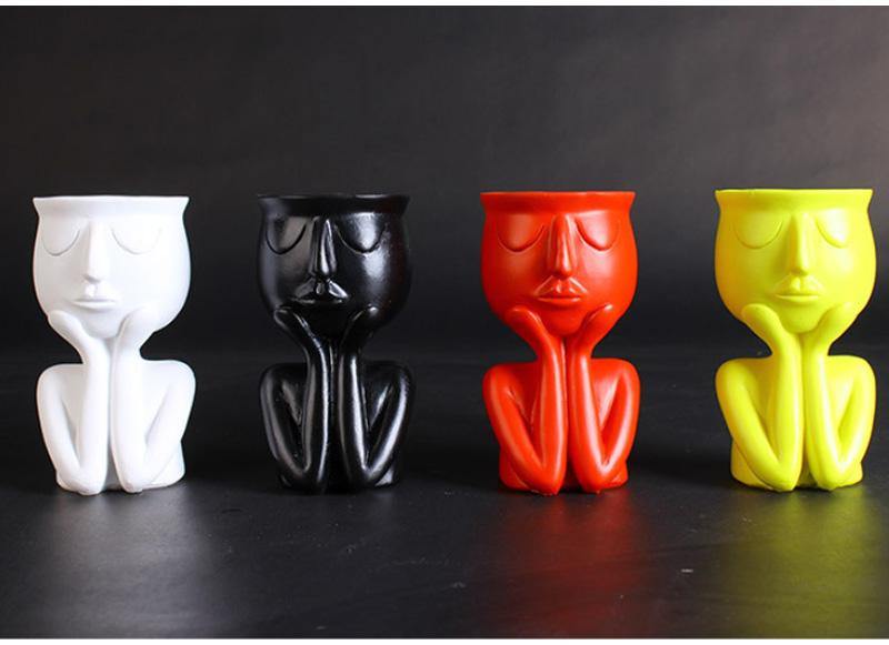 Ceramic Face Planter with Resting Hands, Four Colors, view 12
