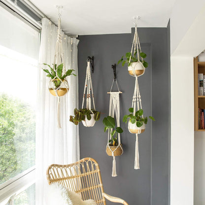 Macrame Plant Hangers, Set of 4, view 2