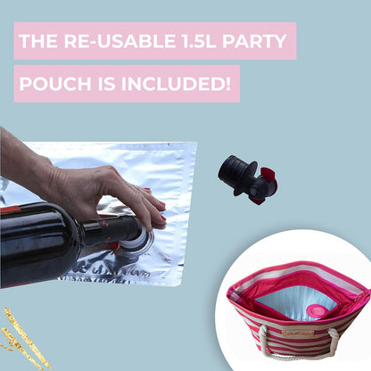 Insulated Wine Tote Bag with Hidden Drink Pouch, view 8