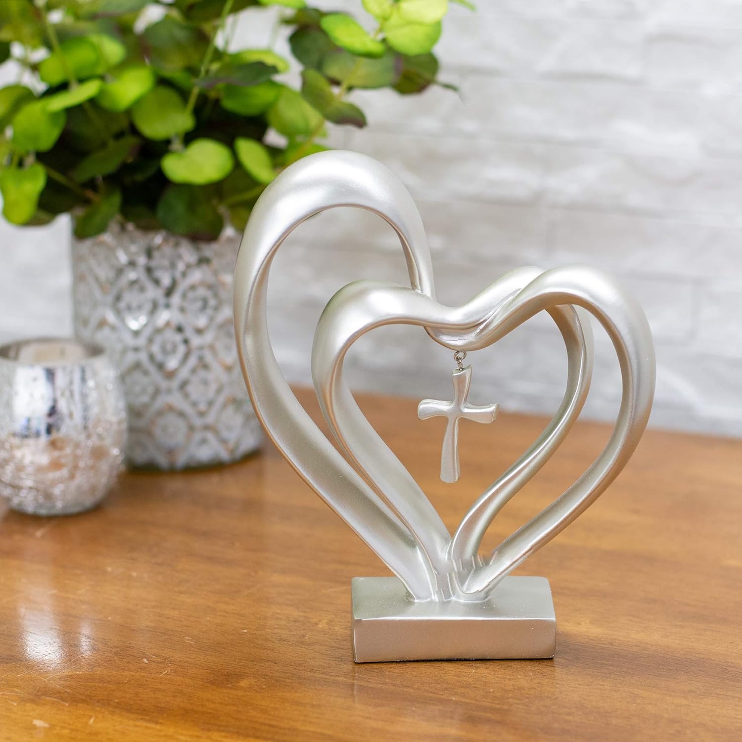 Entwined Heart and Cross Sculpture for a Wedding Gift, view 11