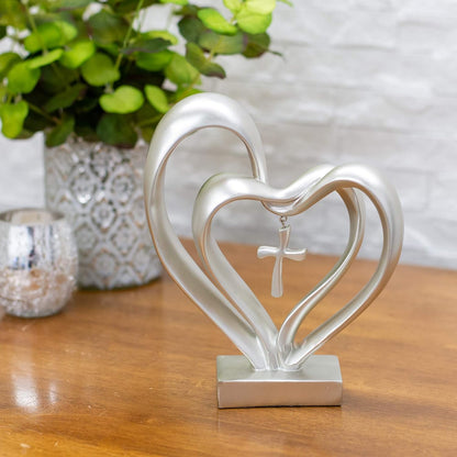 Entwined Heart and Cross Sculpture for a Wedding Gift, view 11