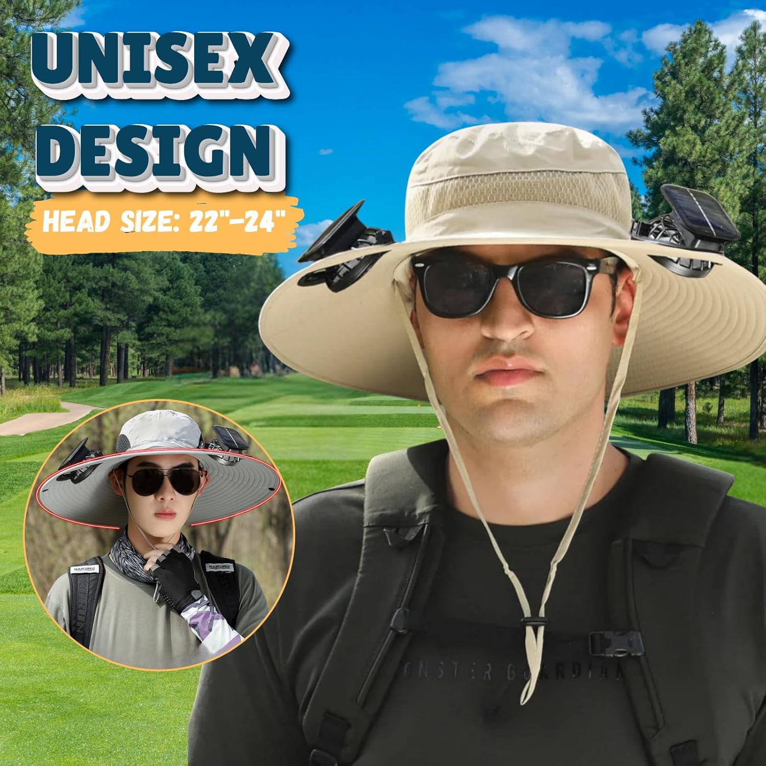 Solar Fan Sun Hat with Wide Brim, One Size, view 7
