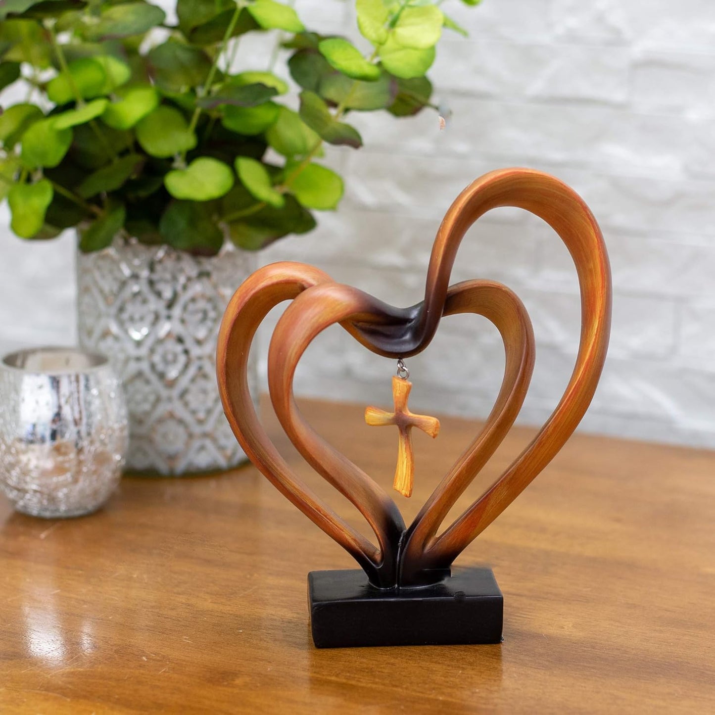 Entwined Heart and Cross Sculpture for a Wedding Gift, view 12
