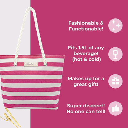Insulated Wine Tote Bag with Hidden Drink Pouch, view 2