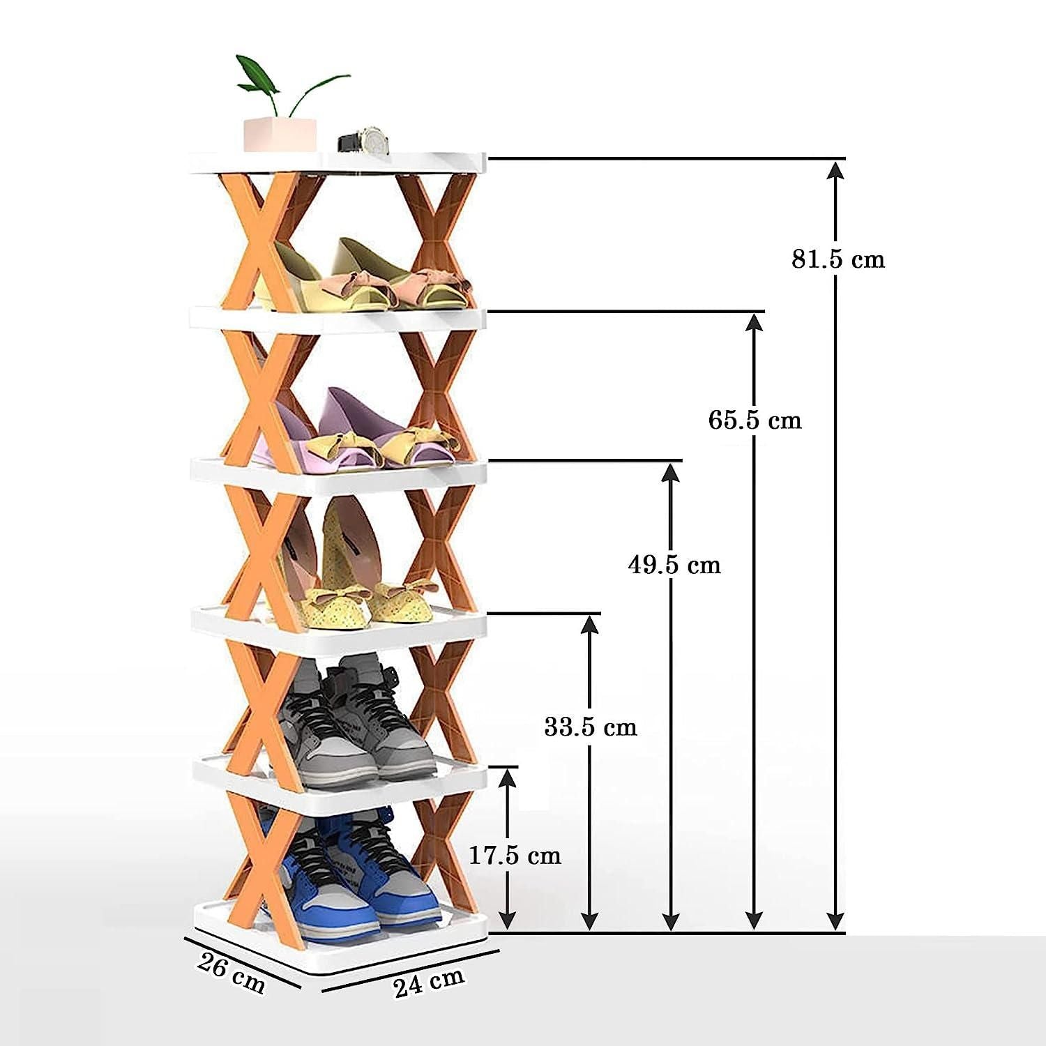 Six Tier Narrow Shoe Rack, Tool Free Assembly, view 5