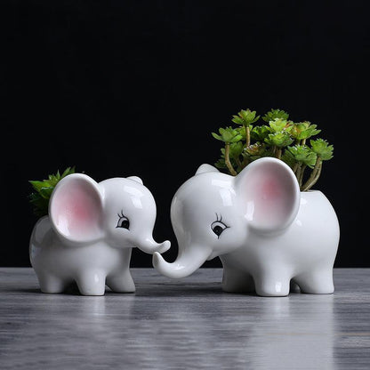 Ceramic Elephant Plant Pot with Drainage Hole