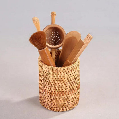 Small Hand Woven Rattan Storage Basket for Desks, view 18