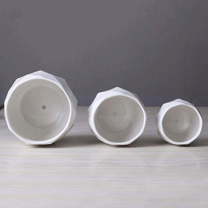 Faceted Ceramic Succulent Pot with Drainage Hole, view 6