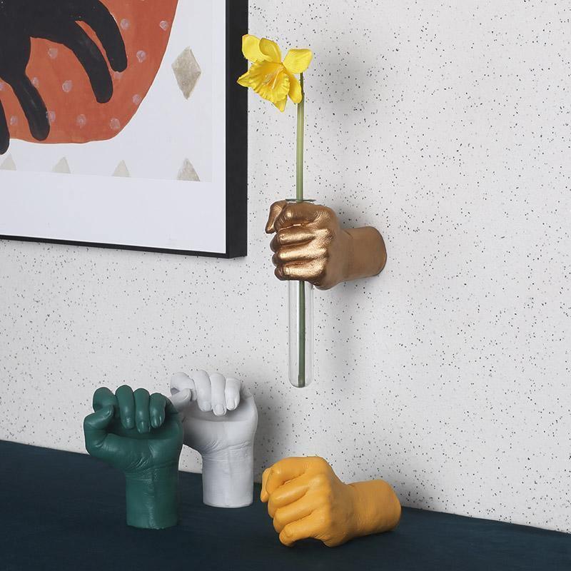 Hand Shaped Wall Vase with Glass Tube, Six Colors, view 5