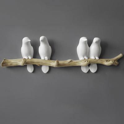 Perched Birds Wall Hook Rack in Cast Resin, view 18
