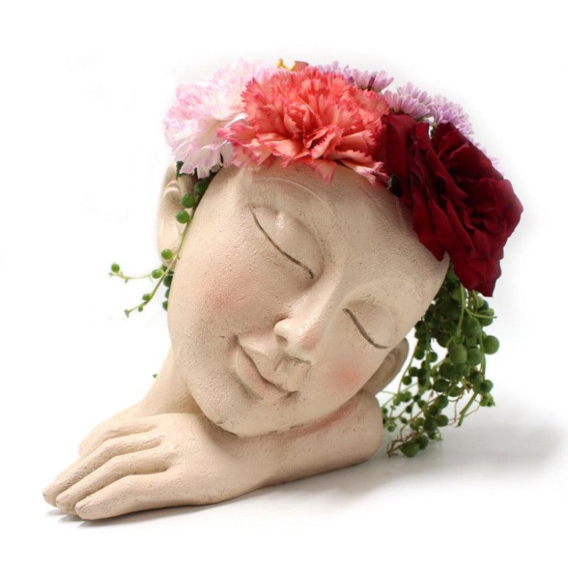 Sleeping Greek Face Planter in Recycled Resin, view 4