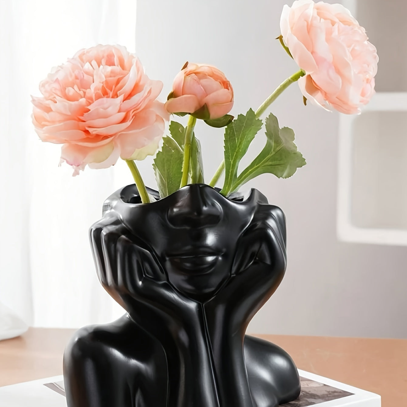 Small Face Vase with Two Handles, Matte Resin, view 7
