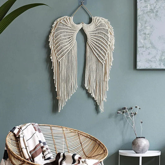Cotton Blend Wing Wall Hanging, 26.8 in Long