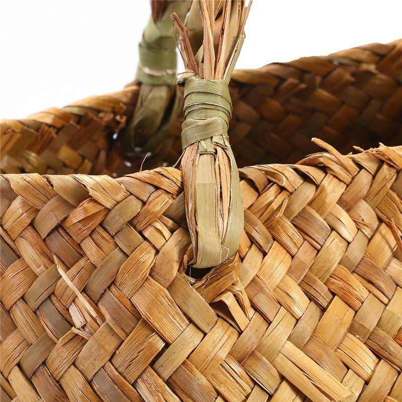 Round Rattan Basket with Handles for Plants or Storage, view 16