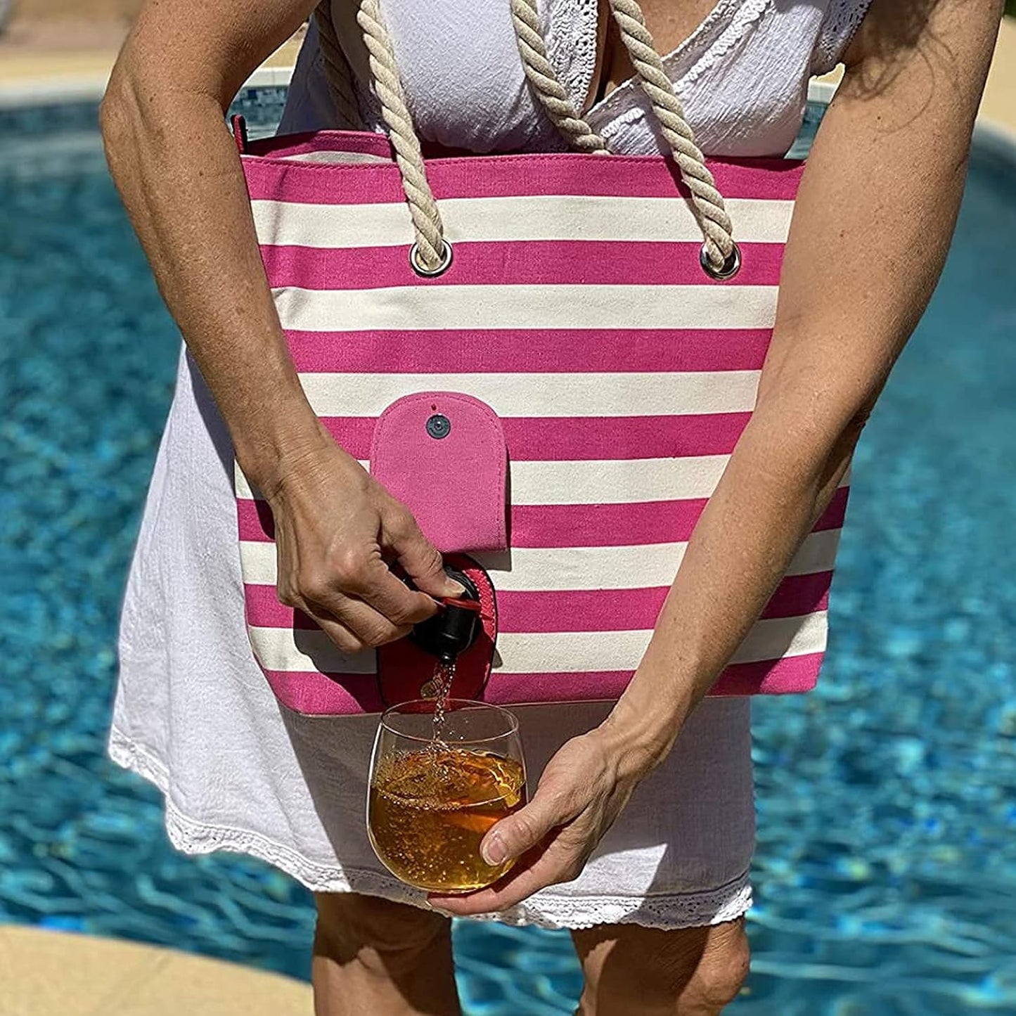 Insulated Wine Tote Bag with Hidden Drink Pouch, view 4