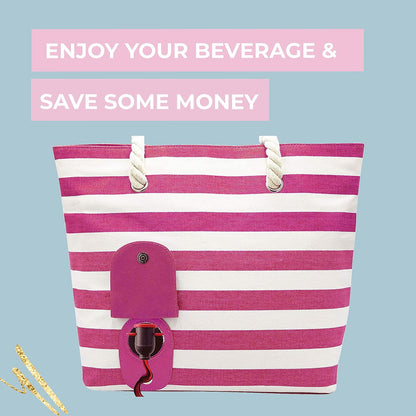 Insulated Wine Tote Bag with Hidden Drink Pouch, view 5