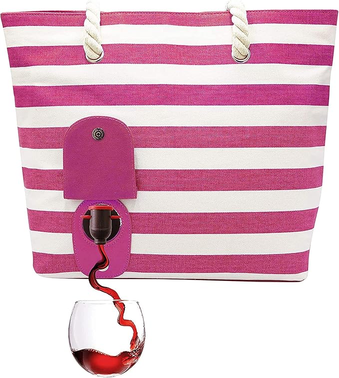 Insulated Wine Tote Bag with Hidden Drink Pouch