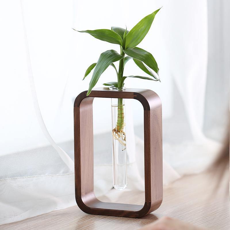 Wood Frame Propagation Vase with Glass Tube, view 5
