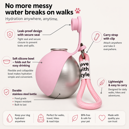 Portable Dog Water Bottle with Fold Out Bowl, view 3