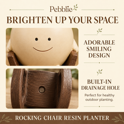 Smiling Face Planter on a Rocking Chair Base, view 4