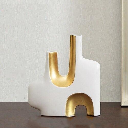 Gold and White Abstract Vases, Three Sizes or a Set, view 8
