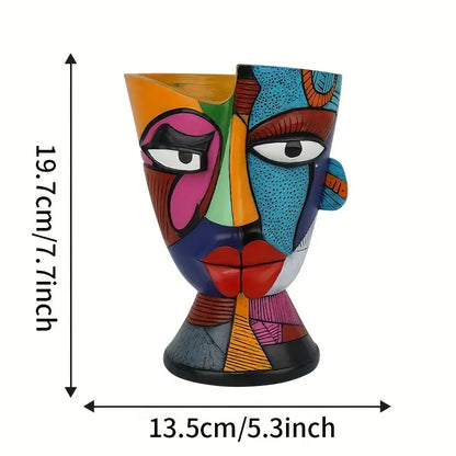Painted Cubist Face Planter for Flowers and Succulents, view 7