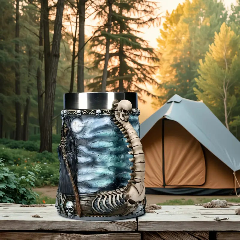 Skull and Reaper Resin Mug with Steel Liner, 20 oz, view 3
