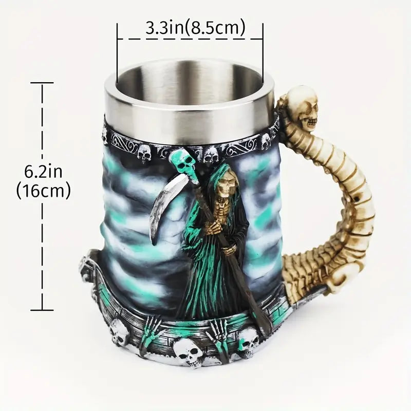 Skull and Reaper Resin Mug with Steel Liner, 20 oz, view 6
