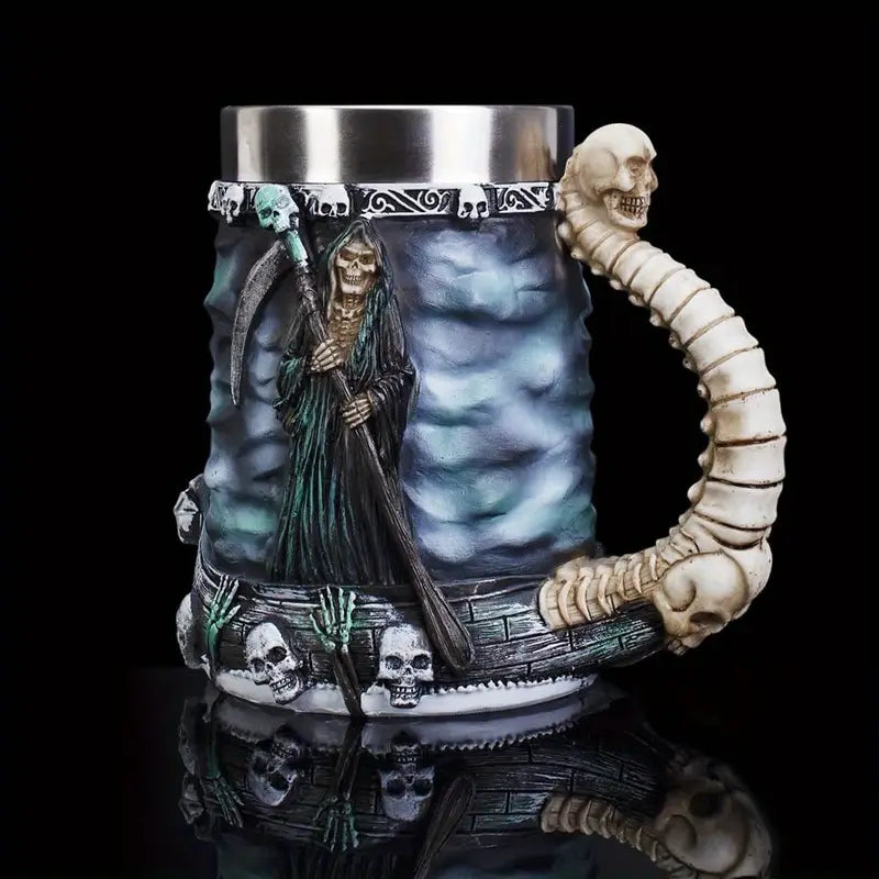 Skull and Reaper Resin Mug with Steel Liner, 20 oz, view 5