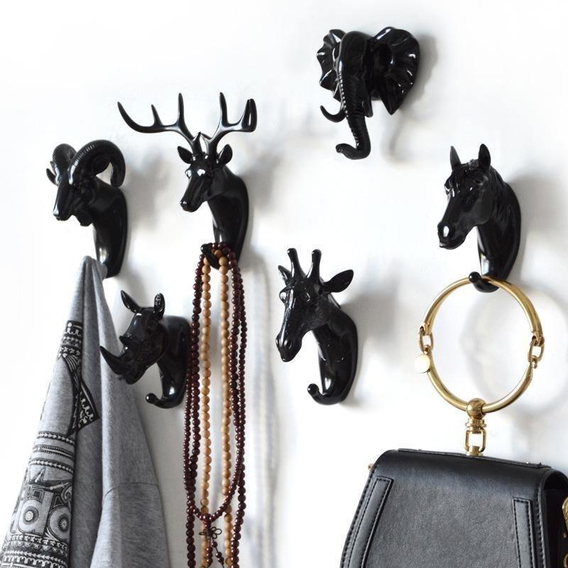 Animal Head Wall Hooks in Resin, Six Animals, view 4