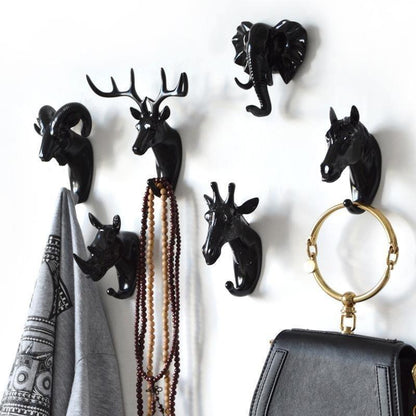 Animal Head Wall Hooks in Resin, Six Animals, view 4