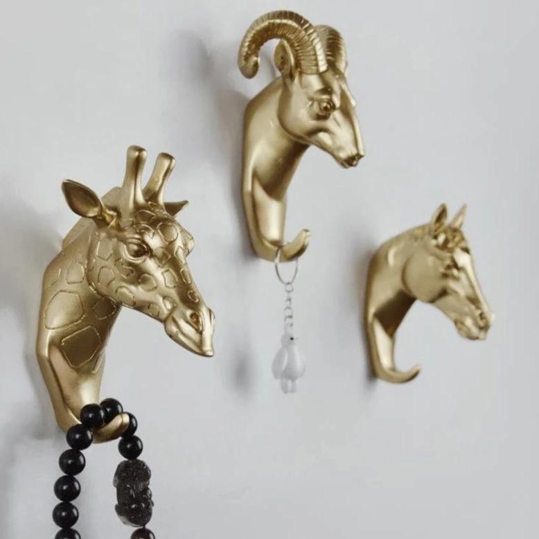 Animal Head Wall Hooks in Resin, Six Animals, view 6