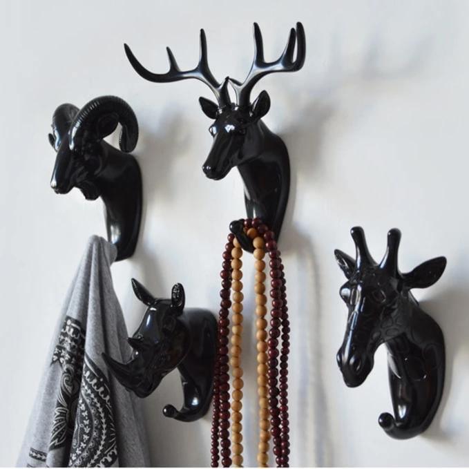 Animal Head Wall Hooks in Resin, Six Animals, view 8