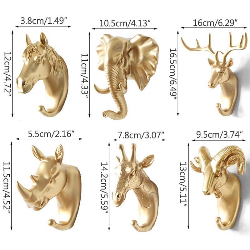 Animal Head Wall Hooks in Resin, Six Animals, view 10