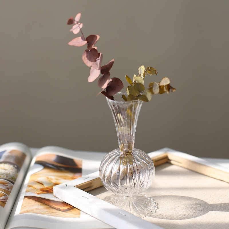 Retro Colored Glass Flower Vase, 6.1 in Tall