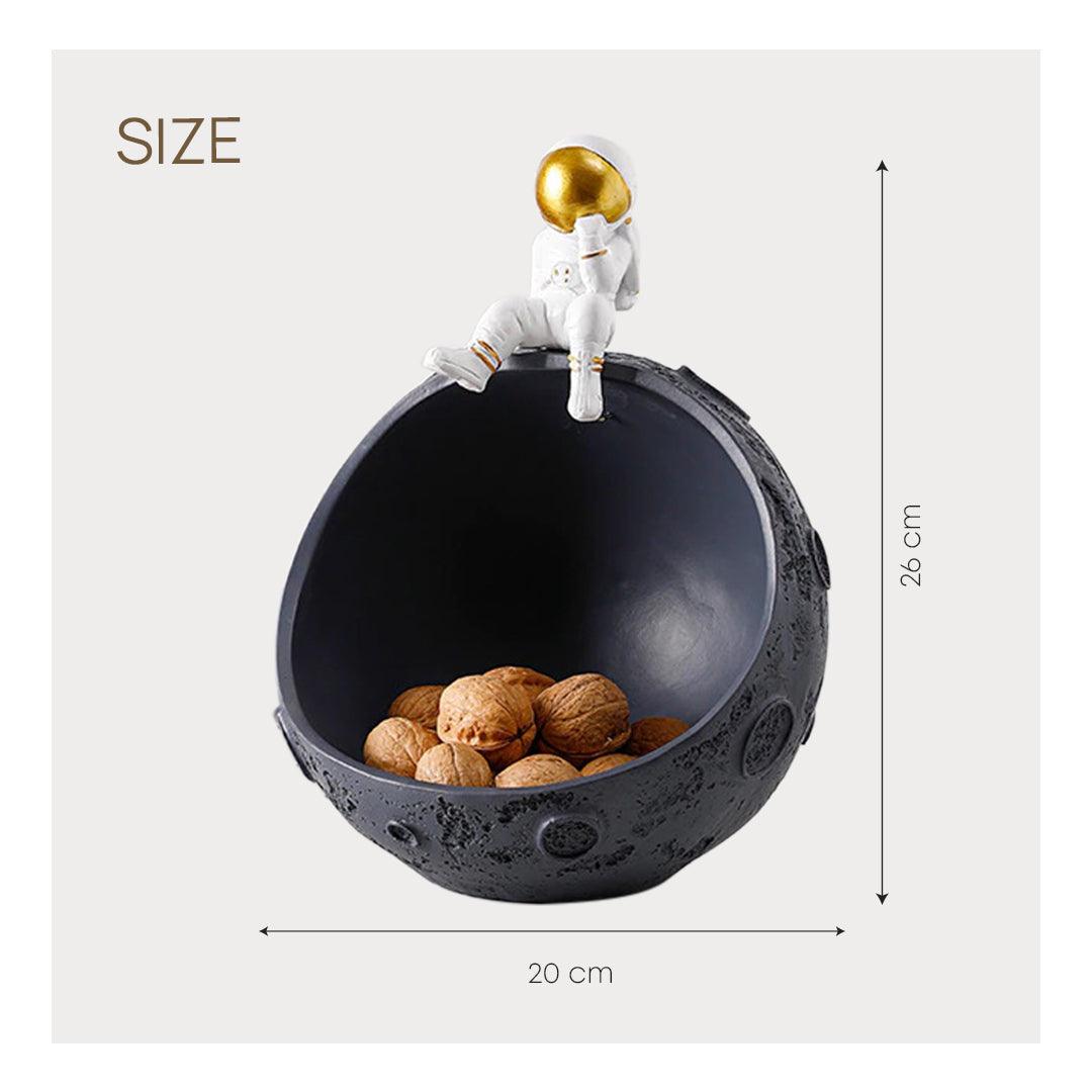 Moon Bowl Candy Dish with Astronaut Figure, Resin, view 7