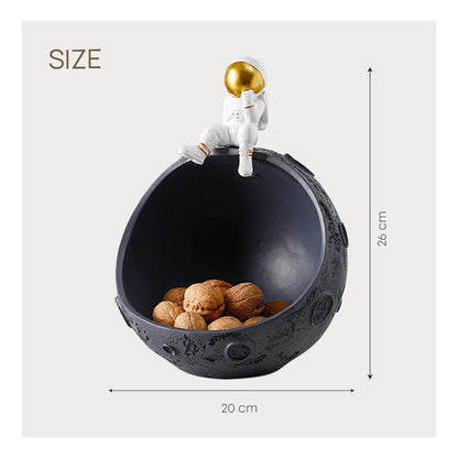 Moon Bowl Candy Dish with Astronaut Figure, Resin, view 7