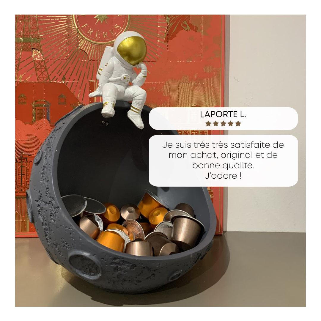 Moon Bowl Candy Dish with Astronaut Figure, Resin, view 6
