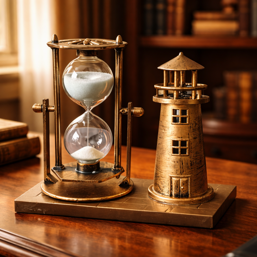 Lighthouse Hourglass Sand Timer with Bronze Finish, view 3