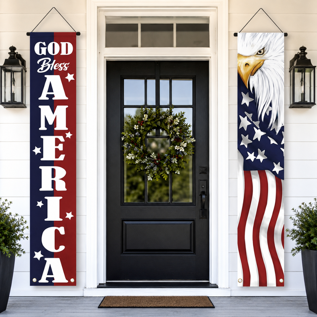 Patriotic Eagle Porch Banner Set, Two Vertical Banners, view 4