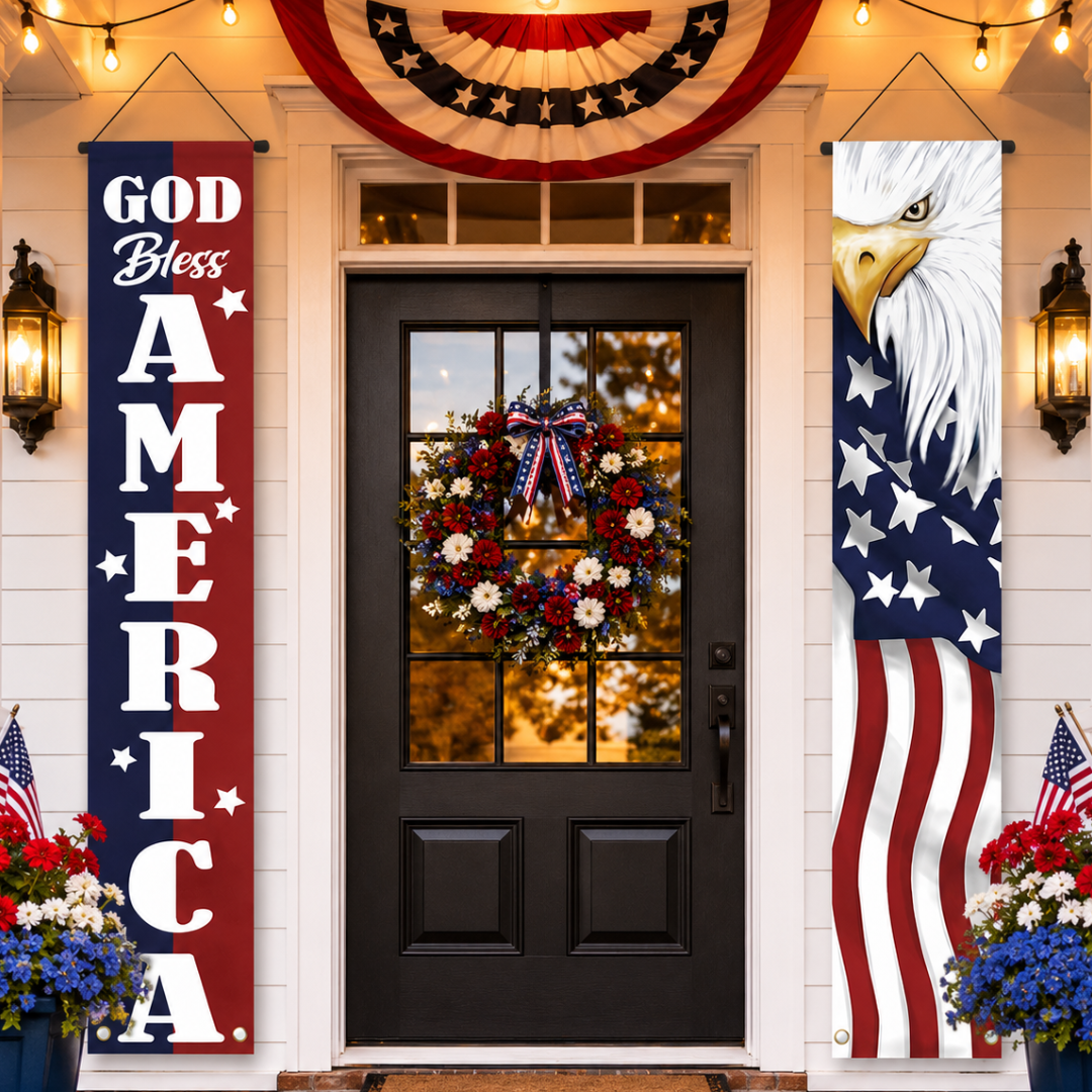 Patriotic Eagle Porch Banner Set, Two Vertical Banners, view 5