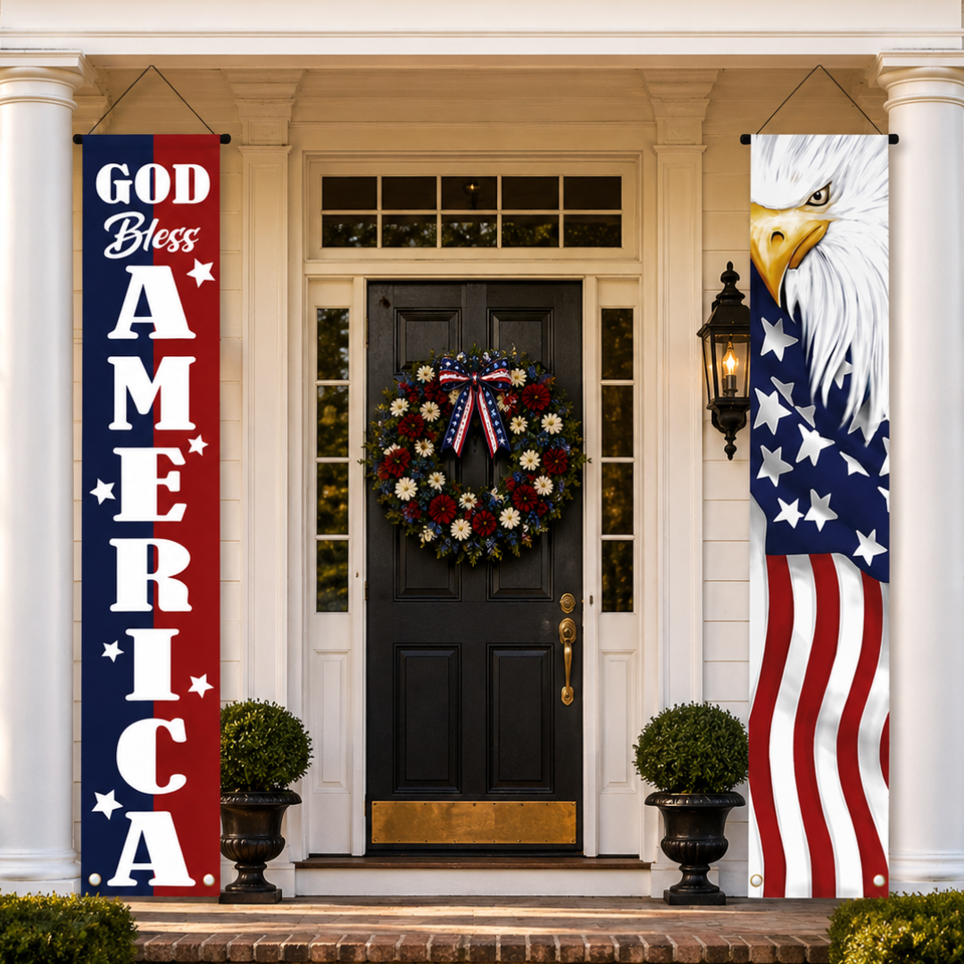 Patriotic Eagle Porch Banner Set, Two Vertical Banners, view 7